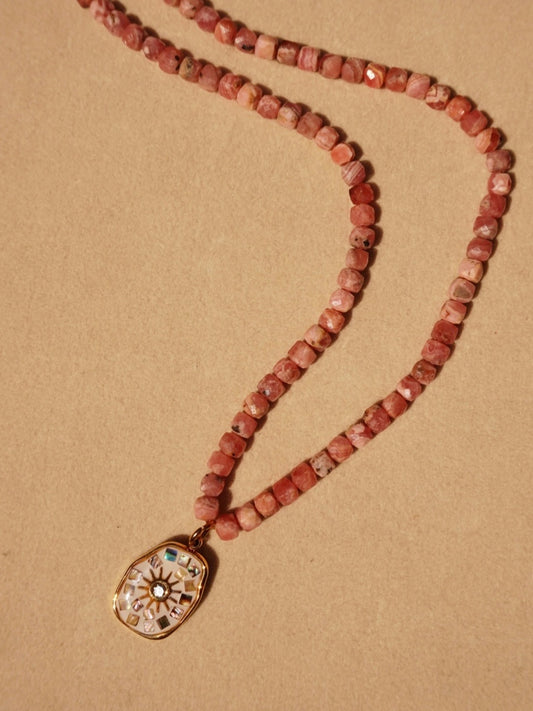 Pink Gemstone Mosaic Necklace