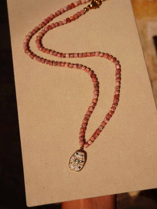 Pink Gemstone Mosaic Necklace