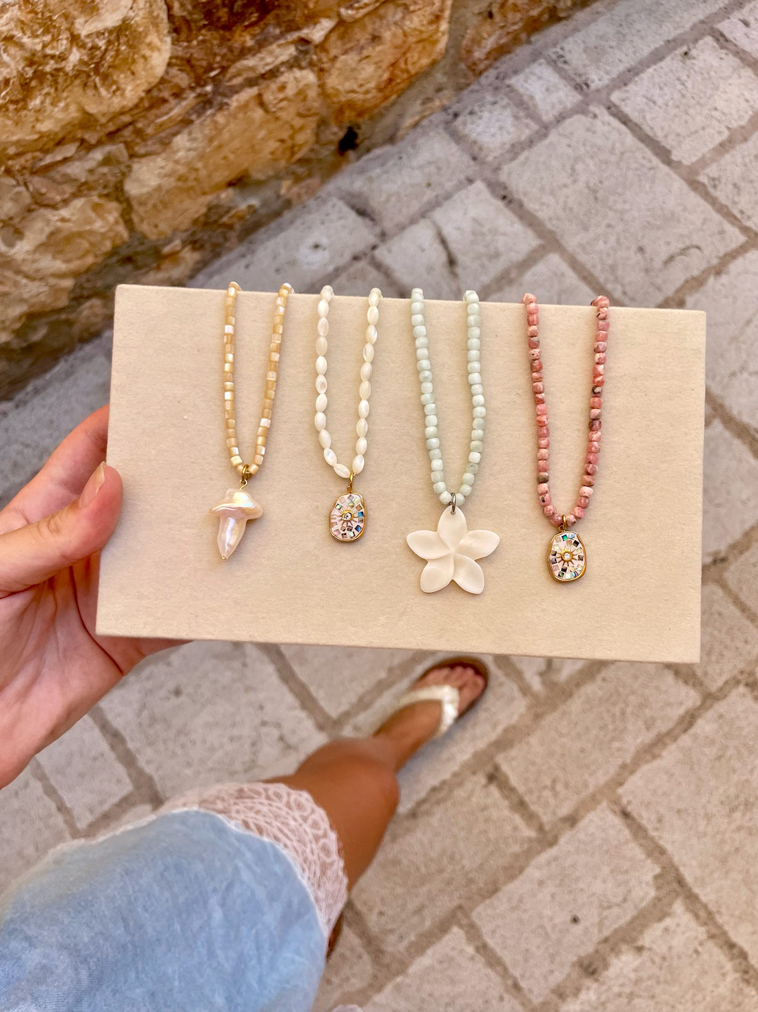 Pink Gemstone Mosaic Necklace